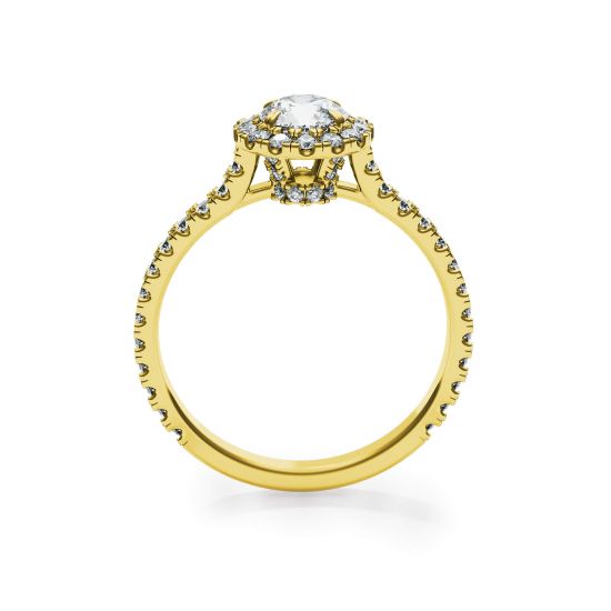 Anillo con halo de diamantes redondos en oro amarillo de 18 quilates,  Ampliar imagen 4