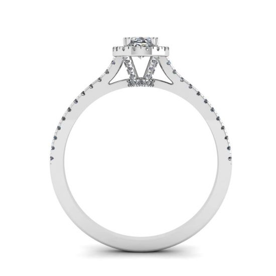 Anillo con halo de diamantes de talla ovalada,  Ampliar imagen 2