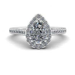 Anillo con halo de diamantes de talla pera