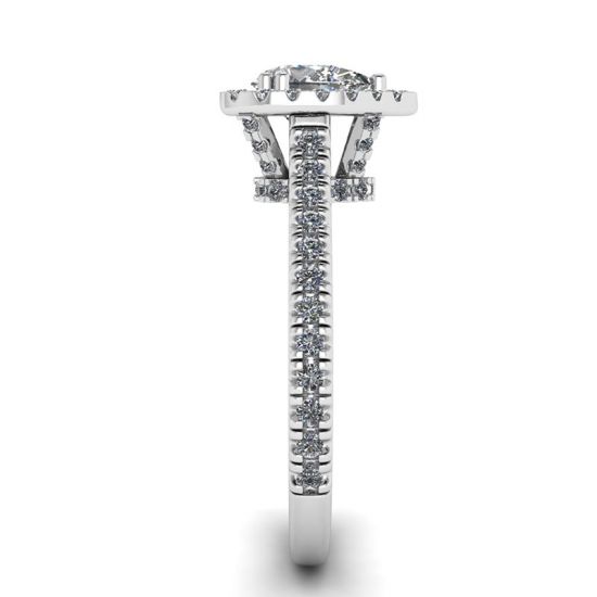 Anillo con halo de diamantes de talla pera, More Image 1