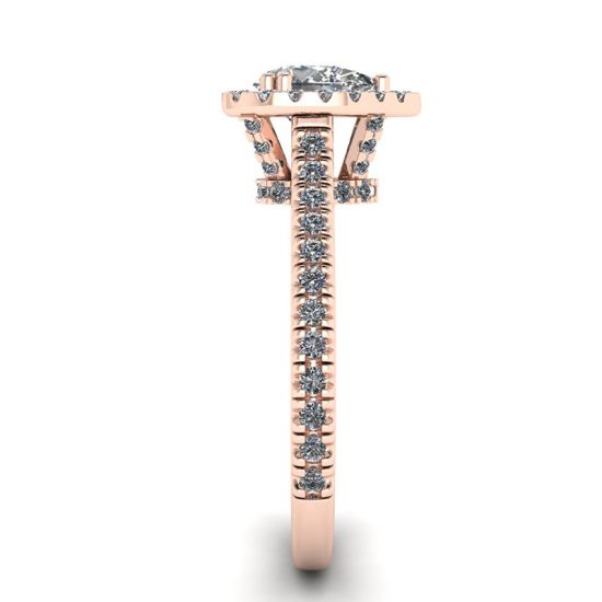 Anillo con halo de diamantes de talla pera en oro rosado de 18 quilates,  Ampliar imagen 3