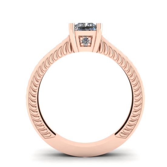Anillo Estilo Oriental Diamantes Corte Princesa Oro Rosa 18K, More Image 0
