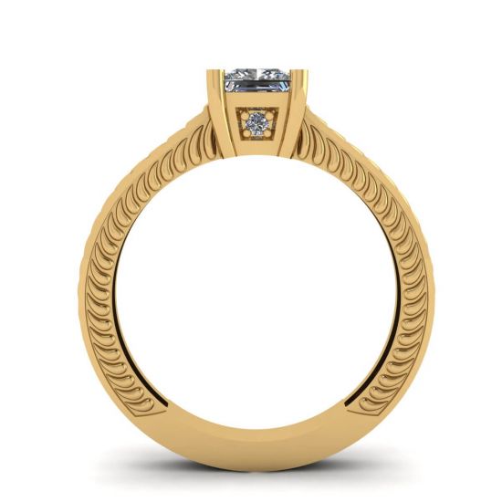 Anillo Estilo Oriental Diamantes Corte Princesa Oro Amarillo 18K,  Ampliar imagen 2