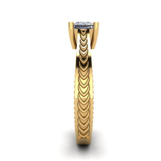 Anillo Estilo Oriental Diamantes Corte Princesa Oro Amarillo 18K, More Image 1