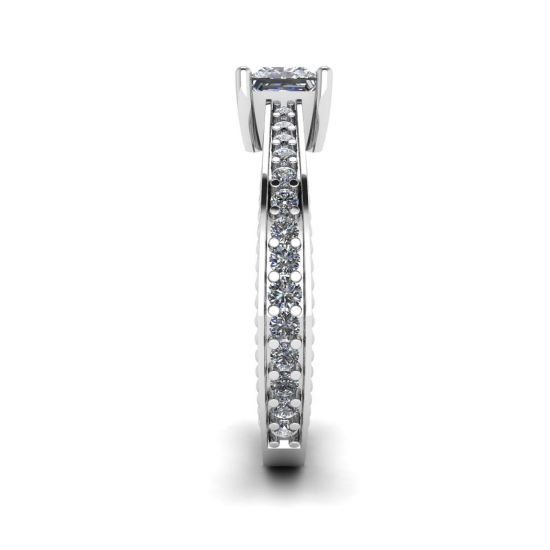 Anillo de diamantes de talla princesa estilo oriental con pavé,  Ampliar imagen 3