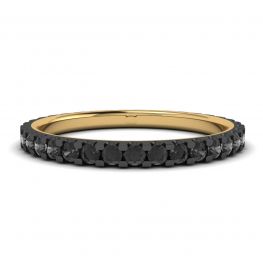 Anillo de eternidad con pavé de diamantes negros en oro amarillo