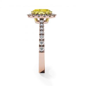 Anillo de diamantes amarillos ovalados de 1,13 ct con halo de oro rosa - Photo 3