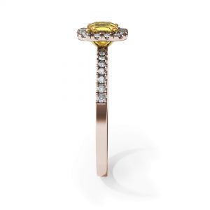 Anillo cojín de diamantes amarillos de 0,5 ct con halo de oro rosa - Photo 2