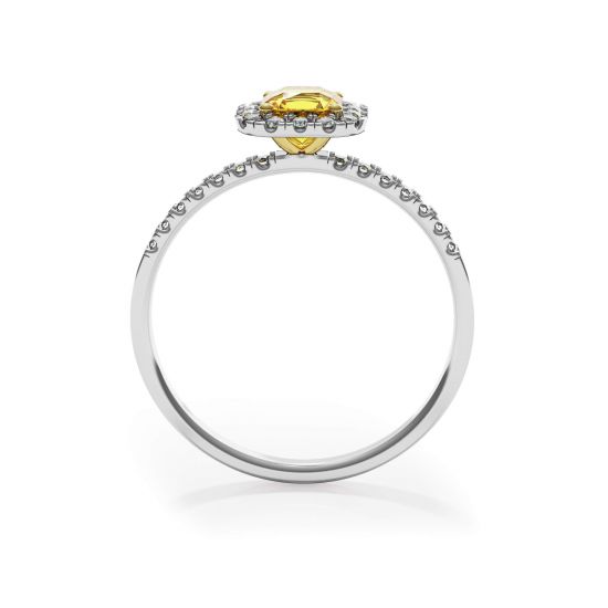 Anillo de diamantes amarillos con halo de cojín de 1/2 quilate,  Ampliar imagen 2