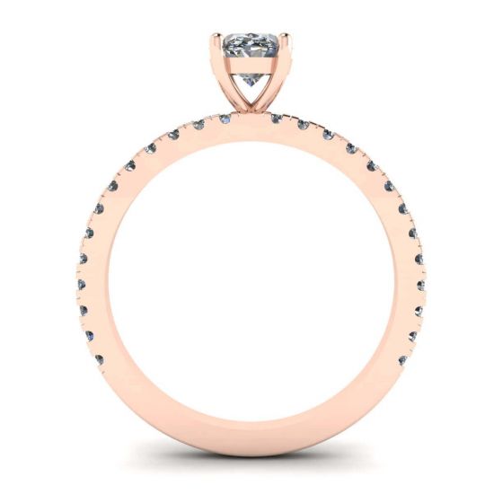 Anillo de diamantes ovalados con pavé en oro rosa,  Ampliar imagen 2