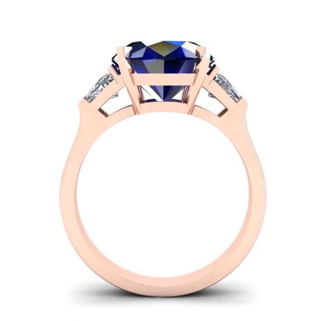 Anillo de tres piedras con zafiro en oro rosa - Photo 1