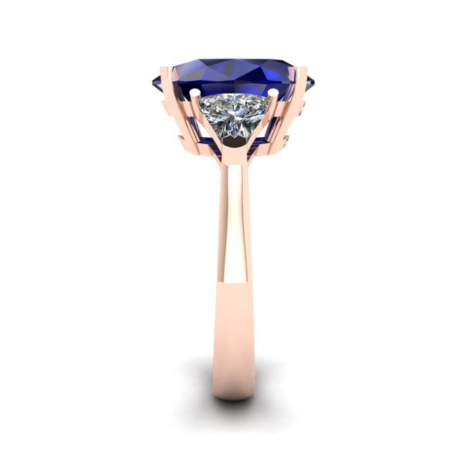 Anillo de tres piedras con zafiro en oro rosa - Photo 2