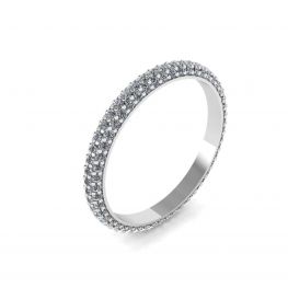 Anillo de eternidad con triple pavé de diamantes blancos
