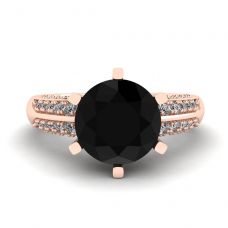 Diamante negro de 6 puntas con anillo pavé de dos colores en oro rosa