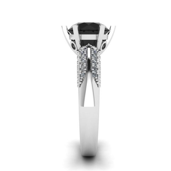 Diamante negro de 6 puntas con anillo pavé de dos colores en oro blanco,  Ampliar imagen 3
