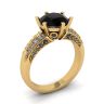 Diamante negro de 6 puntas con anillo pavé de dos colores en oro amarillo, Image 4