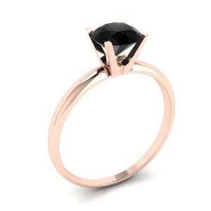 Anillo de engaste en V con diamantes negros en oro rosa - Photo 3