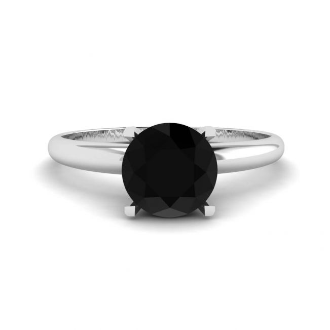 Anillo de engaste en V con diamantes negros en oro blanco