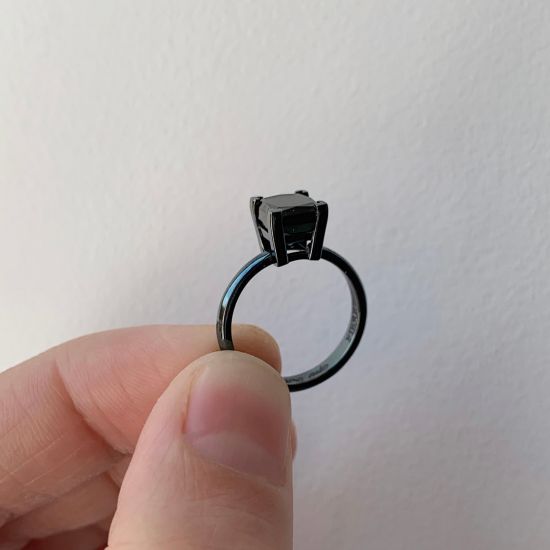 Anillo de rodio negro con diamante negro,  Ampliar imagen 5