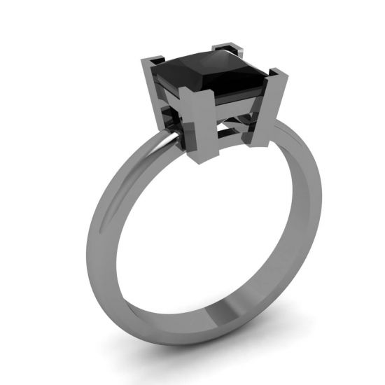 Anillo de rodio negro con diamante negro,  Ampliar imagen 4