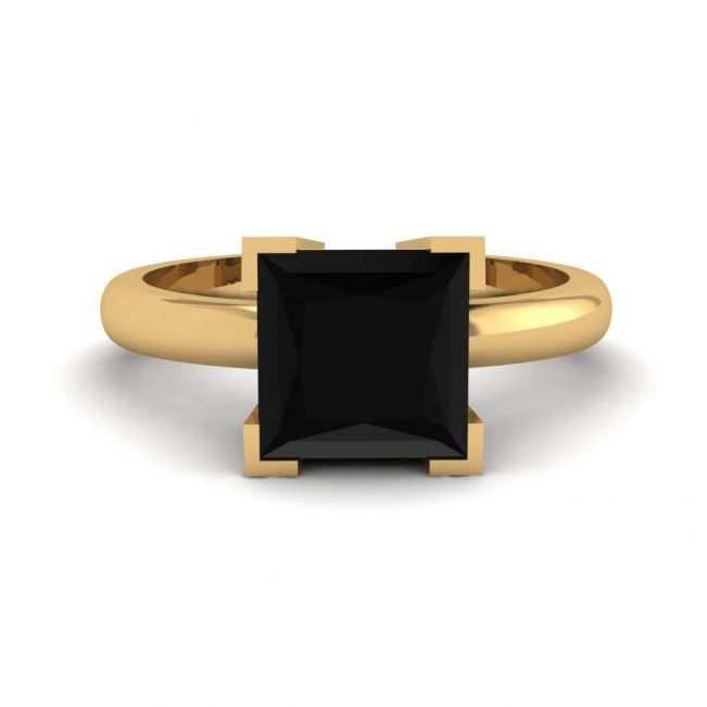 Anillo Diamante Negro Oro Amarillo