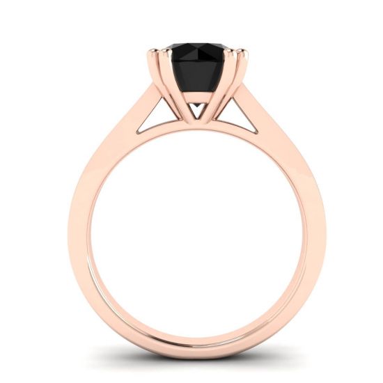 Diamante negro redondo con anillo de oro rosa de 18 quilates con pavé negro,  Ampliar imagen 2