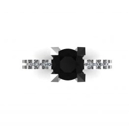 Anillo redondo de diamantes negros con lateral y pavé oculto