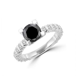 Anillo redondo de diamantes negros con lateral y pavé oculto - Photo 3
