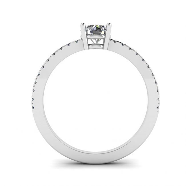Anillo con pavé lateral de diamantes blancos Oro blanco de 18 quilates - Photo 1