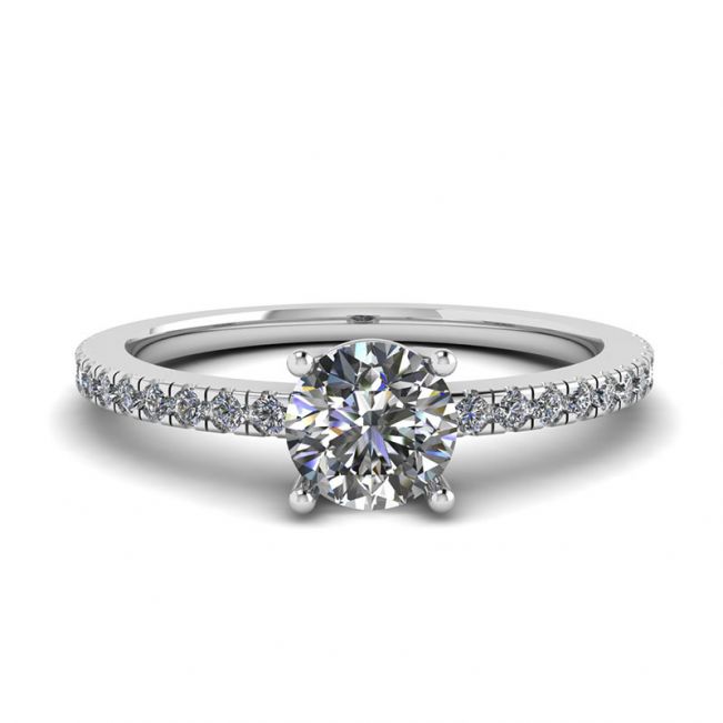 Anillo con pavé lateral de diamantes blancos Oro blanco de 18 quilates