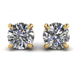 Pendientes de tuerca redondos perfectos con diamantes en oro amarillo