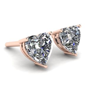 Aretes de diamantes en forma de corazón en oro rosa - Photo 2