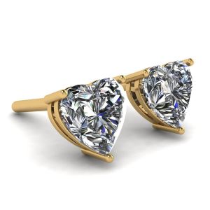 Aretes de diamantes en forma de corazón en oro amarillo - Photo 2