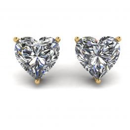 Aretes de diamantes en forma de corazón en oro amarillo