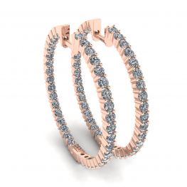 Aros Finos con Diamantes Oro Rosa