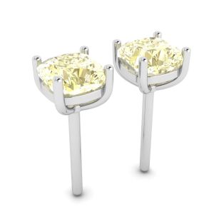 Aretes de diamantes amarillos de talla cojín en oro blanco de 18 k - Photo 2