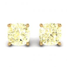 Aretes de diamantes amarillos de talla cojín en oro amarillo de 18 quilates