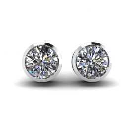 Pendientes de botón con diamantes redondos en oro blanco