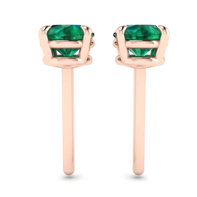 Aretes Clásicos de Esmeralda en Oro Rosa - Photo 1