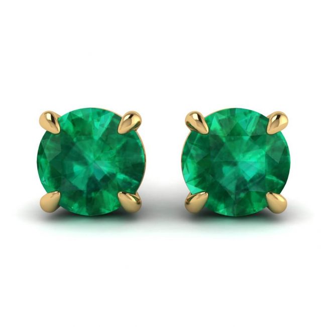 Aretes Clásicos de Esmeralda en Oro Amarillo