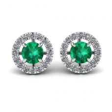 Aretes de esmeralda con cubierta de halo de diamantes desmontable