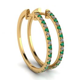 Aretes de Diamantes y Esmeraldas Oro Amarillo