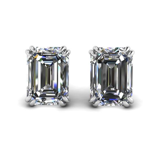 Aretes de diamantes de talla esmeralda, Ampliar imagen 1