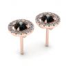 Pendientes de tuerca de diamante negro de 5 mm con cubiertas de halo desmontables en oro rosa, Image 3