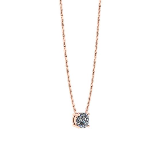 Collar clásico de diamantes solitarios en cadena fina en oro rosa,  Ampliar imagen 2