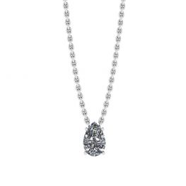 Collar con solitario de diamante pera en cadena fina