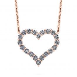 Collar Corazón de Diamantes en Oro Rosa de 18K