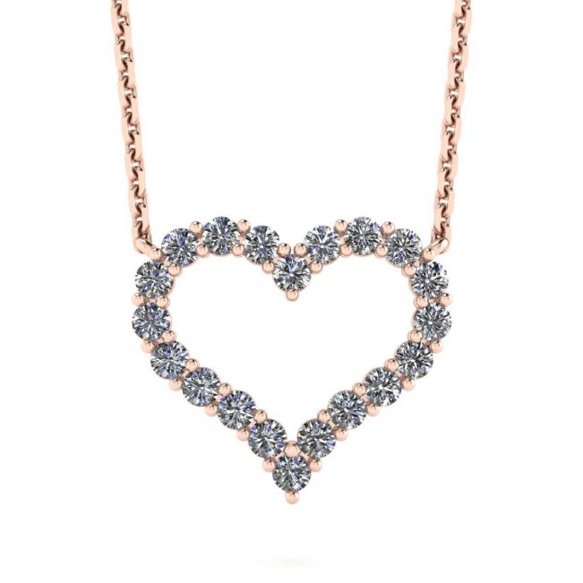 Collar Corazón de Diamantes en Oro Rosa de 18K