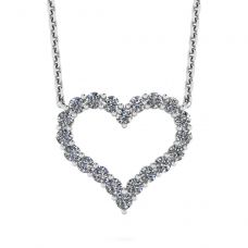 Collar Corazón de Diamantes en Oro Blanco 18K