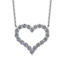 Collar Corazón de Diamantes en Oro Blanco 18K
